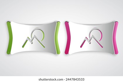 Paper cut Wide angle picture icon isolated on grey background. Panorama view. Paper art style. Vector