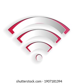 Icono de símbolo de red inalámbrica Wi-Fi cortado en papel aislado en fondo blanco. Estilo de arte de papel. Vector.