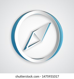Paper cut Wind rose icon isolated on grey background. Compass icon for travel. Navigation design. Paper art style. Vector Illustration