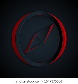 Paper cut Wind rose icon isolated on black background. Compass icon for travel. Navigation design. Paper art style. Vector Illustration