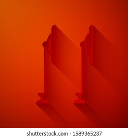 Paper cut Windscreen wiper icon isolated on red background. Paper art style. Vector Illustration