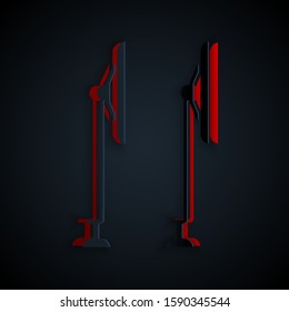 Paper cut Windscreen wiper icon isolated on black background. Paper art style. Vector Illustration