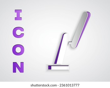 Paper cut Windscreen wiper icon isolated on grey background. Paper art style. Vector Illustration