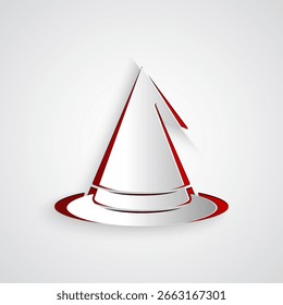 Paper cut Witch hat icon isolated on grey background. Happy Halloween party. Paper art style. Vector