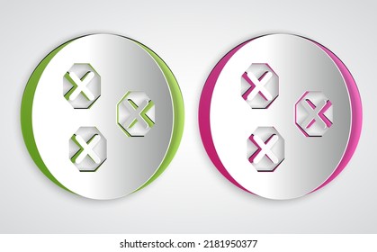Paper cut Wonton icon isolated on grey background. Chinese food. Paper art style. Vector