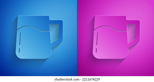 Paper Cut Wooden Beer Mug Icon Isolated On Blue And Purple Background. Paper Art Style. Vector