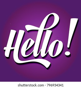 paper cut word HELLO on ultraviolet background, vector format