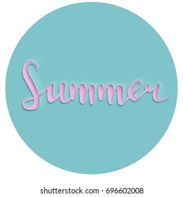 Paper cut word summer. Hello Summer. Fall poster. Blue background. Vector