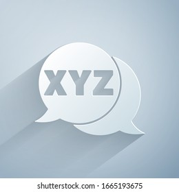 Paper cut XYZ Coordinate system icon isolated on grey background. XYZ axis for graph statistics display. Paper art style. Vector Illustration