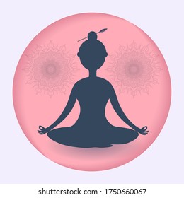 Paper cut - Yoga. lotus position silhouette. Meditation Practice and Yoga Vector 