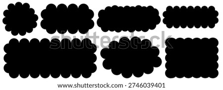 Paper cute shape with rectangle fluffy cloud and line wavy bubble. Frame cartoon air with cloudy watercolor design and sun sticker banner. Square edge paper with set sky rectangle and blue.