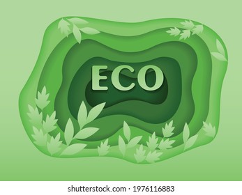 Paper cutout with abstract background with paper cutouts. design for banner, flyer, invitation, poster, website, eco-friendly products, vector illustration cut by wave in the frame. Paper craft, eco
