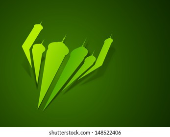 Paper cutout design of mosque on abstract green for Muslim community festival Eid Mubarak. 