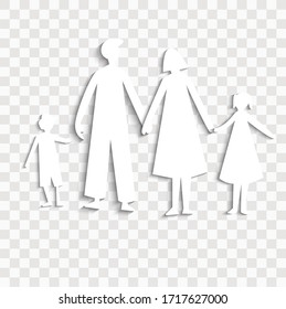 Paper Cutout Family, Family House, Family Cut Out Of Paper On A Transparent Background. Vector Illustration