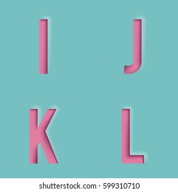 Paper Cutout Letters Realistic 3d Template Design Mock Up Vector Illustration