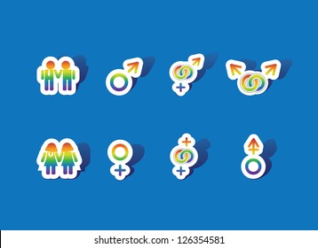 Paper cutout LGBT icon symbol set EPS 8 vector grouped for easy editing. No open shapes or paths.