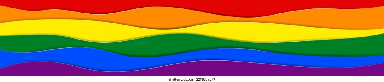 Bandera del Orgullo de recorte de papel. Diseño de origami de papel Fondo de la bandera del orgullo arcoiris. Ilustración vectorial. EPS 10.