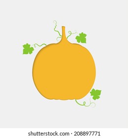 Paper cutout pumpkin with space for text for Halloween, Thanksgiving and autumn design