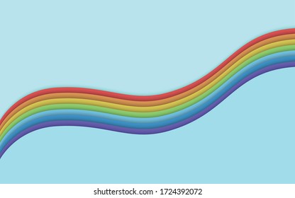 Paper cutout style 2D vector illustration with rainbows. This can be used for social media, a child's birthday party or for your website.