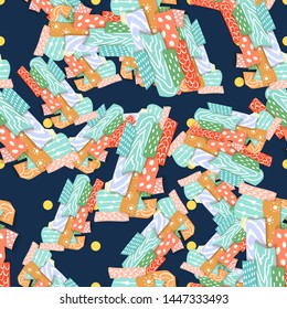  Paper cutout vector illustration. Fabric texture. Cut paper craft pattern in origami style. 3d vector. Design element.