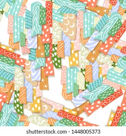 Paper cutout vector illustration. Fabric texture. Cut paper craft pattern in origami style. 3d vector. Design element.