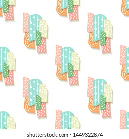 Paper cutout vector illustration. Fabric texture. Cut paper craft pattern in origami style. 3d vector. Design element.