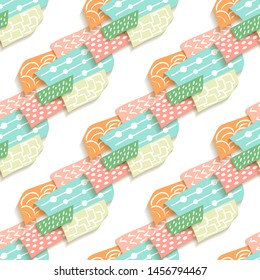 Paper cutout vector illustration. Fabric texture. Cut paper craft pattern in origami style. 3d vector. Design element.
