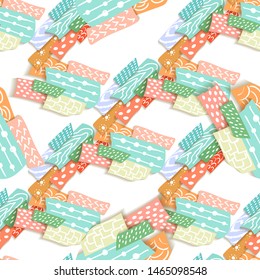 Paper cutout vector illustration. Fabric texture. Cut paper craft pattern in origami style. 3d vector. Design element.