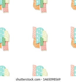 Paper cutout vector illustration. Fabric texture. Cut paper craft pattern in origami style. 3d vector. Design element.