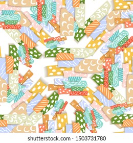 Paper cutout vector illustration. Fabric texture. Cut paper craft pattern in origami style. 3d vector. Design element.
