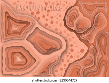 Paper cut-outs, Abstract colorful waves of nature, Map lines of topography, Map mockup infographics, Vector illustration. for print, wallpapers, business cards, banners, calendars, and graphics.