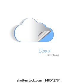 Paper Cutouts Of A Cloud With A Silver Lining. Cloud Hosting And Never Losing Date Concept. EPS10 Vector Format With Blends, Simple Gradients And Transparencies.