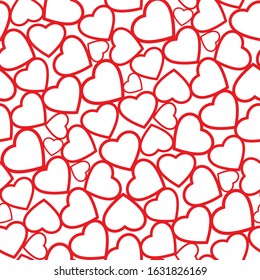 Paper cutouts heart shape red color seamless pattern vector background