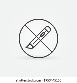 Paper Cutter Forbidden vector concept round icon or sign in outline style