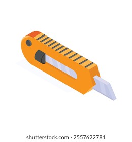 Paper cutter having sharp blade, isometric graphic art