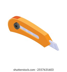 Paper cutter having sharp blade, isometric graphic art