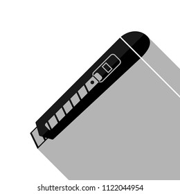 Paper cutter icon. Black object with long shadow on white background