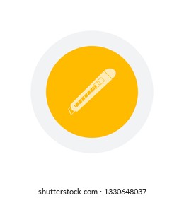 Paper cutter icon. Icon in colored circle with gray bold border. Web button, modern flat design