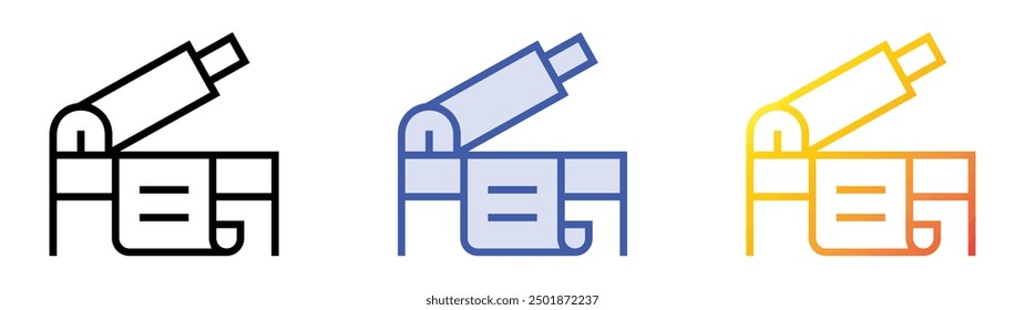 paper cutter icon. Linear, Blue Fill and Gradient Style Design Isolated On White Background