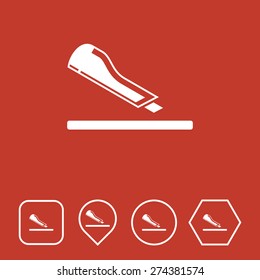 Paper Cutter Icon on Flat UI Colors with Different Shapes. Eps-10.