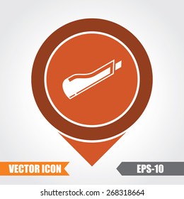 Paper Cutter Icon On Map Pointer. Eps.-10.