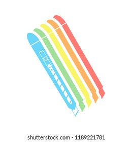 Paper cutter icon. Stack of colorful isometric icons on white background