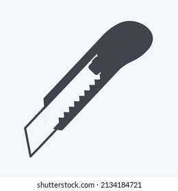 Paper Cutter Icon in trendy glyph style isolated on soft blue background
