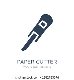 paper cutter icon vector on white background, paper cutter trendy filled icons from Tools and utensils collection, paper cutter vector illustration