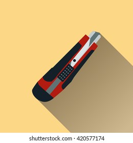 paper cutter knife, vector illustration, isolated flat icon with long shadow