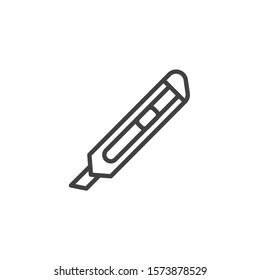 Paper cutter line icon. linear style sign for mobile concept and web design. Knife Tool outline vector icon. Symbol, logo illustration. Vector graphics