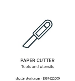 Paper cutter outline vector icon. Thin line black paper cutter icon, flat vector simple element illustration from editable tools and utensils concept isolated on white background