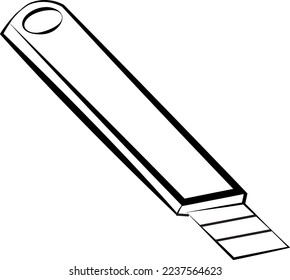 paper cutter and pocket knife using for hand craft isolated in white background doodle style vector illustration 
