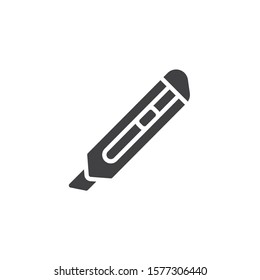 Paper cutter vector icon. filled flat sign for mobile concept and web design. Knife Tool glyph icon. Symbol, logo illustration. Vector graphics