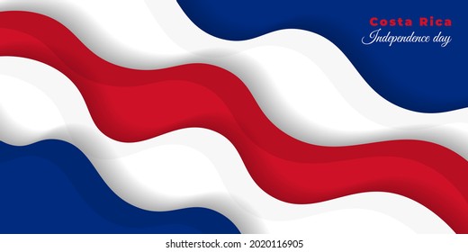 Paper cutting abstract background with red, blue, and white color design. good template for Costa rica Independence Day or National day design.